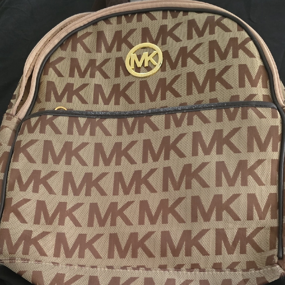 Michael Kors Monogram Brown and Gold Backpack